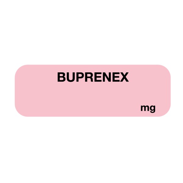 Label, Buprenex mg 1/2" x 1-1/2" Pink w/Black